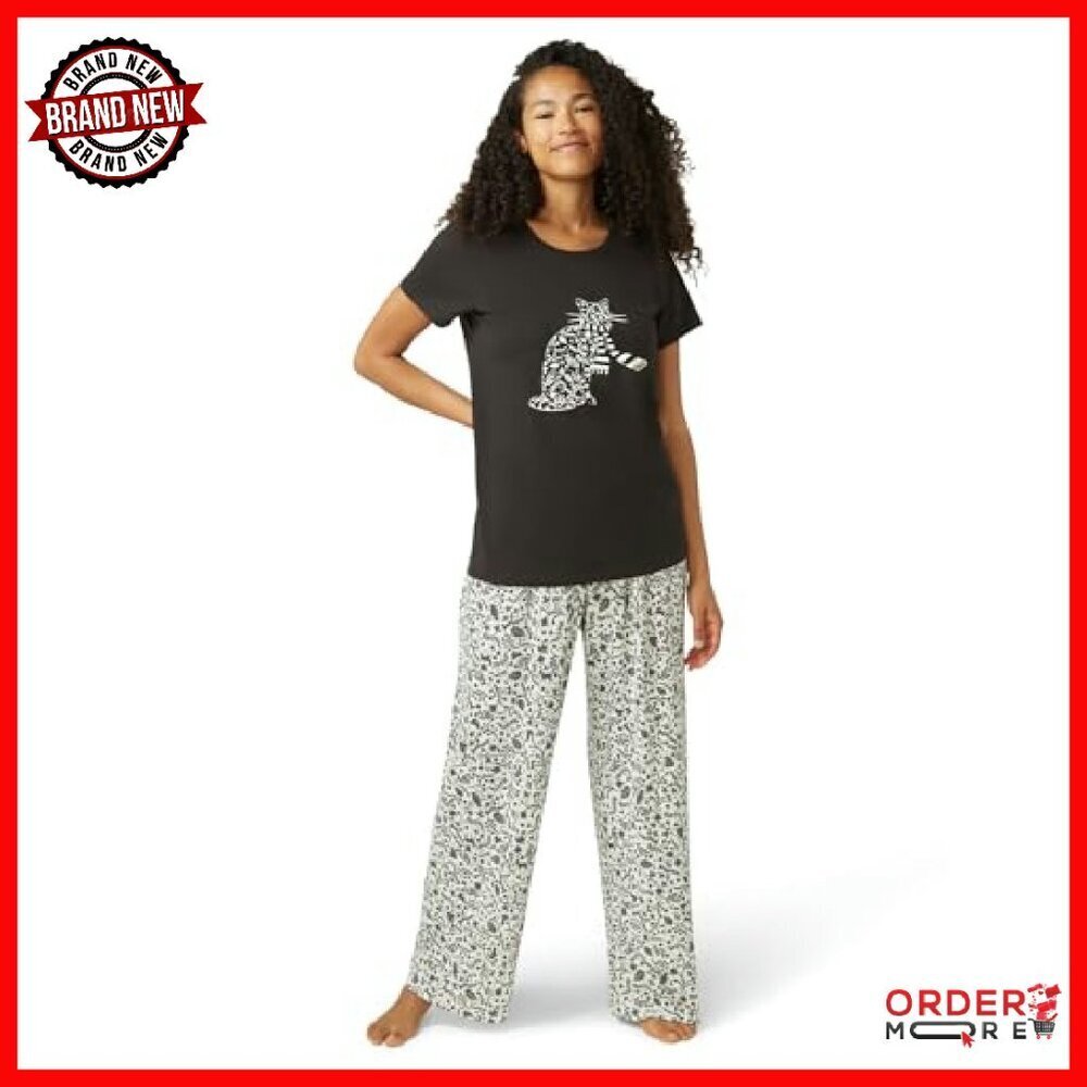 Super Soft 2-Piece Pajama Set with Embellished Top & Elastic Waist Pants - Picture 2 of 7